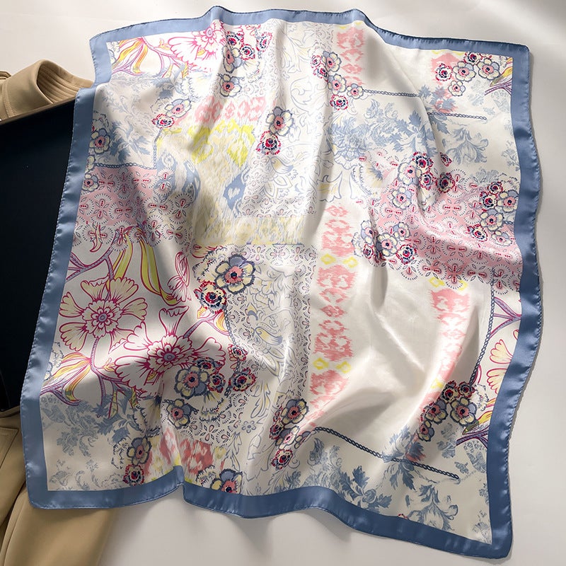 Factory wholesale scarves ladies scarf shawls 70cm Korean small square silk satin printed spring and summer sunscreen scarf  - Image 4