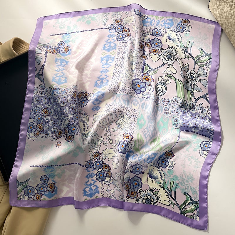Factory wholesale scarves ladies scarf shawls 70cm Korean small square silk satin printed spring and summer sunscreen scarf  - Image 5