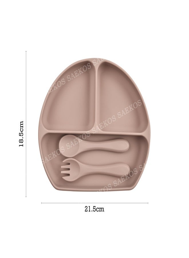 SAEKOS Silicone Baby Feeding Set with Suction Plate, Spoon & Fork | BPA Free, Food Grade, Microwave Safe | Toddler Self Feeding Tableware for Kids 6 Months+ - Image 4