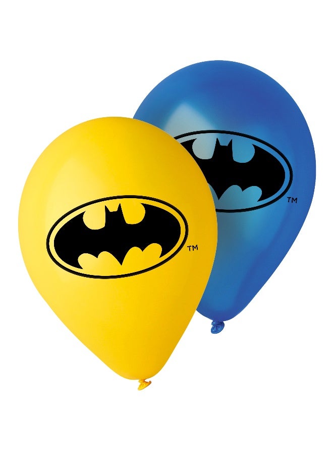 Ciao Batman Printed Balloons 10 Pack – Official DC Comics Party Balloons for Kids’ Birthdays & Superhero Events – Yellow & Blue Latex Balloons with Batman Logo - Image 1