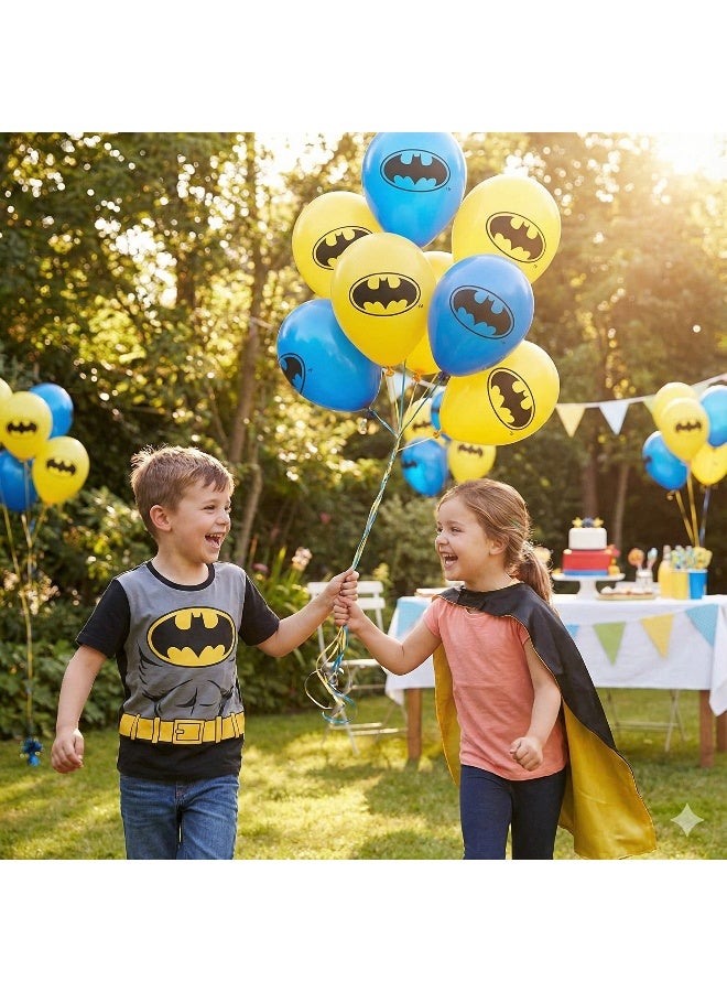Ciao Batman Printed Balloons 10 Pack – Official DC Comics Party Balloons for Kids’ Birthdays & Superhero Events – Yellow & Blue Latex Balloons with Batman Logo - Image 3