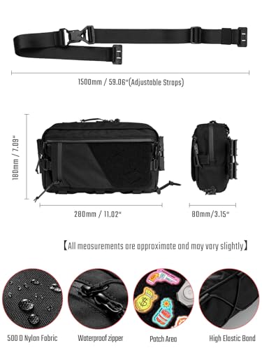 TACTICAL_GEEK Cache L6 EDC Modular Sling Bag Lightweight Crossbody Shoulder Bag Travel Chest Bag Shoulder Daypack for Everyday Carry Casual Travel Hiking and Outdoor Sports Black - Image 3