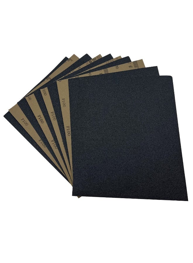 AutKerige 100 Grit Wet Dry Sanding Sheets, 9 x 11 Inch Sandpaper-10PCS Premium Silicon Carbide Sand Paper for Wood Metal Ceramic or Auto Polishing and Scratches Removing - Image 1