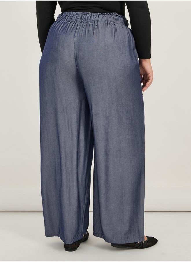 Styli Plus Size High Rise Drawstring Paper Bag Waist Pants  - Image 4