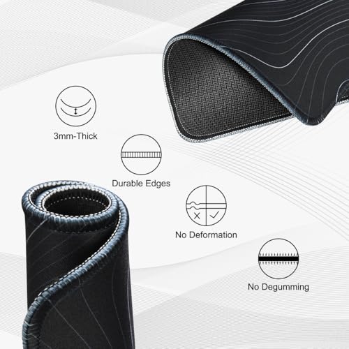 JIKIOU 3 Pack Mouse Pad with Stitched Edge, Comfortable Mouse Pads with Non-Slip Rubber Base, Washable Mousepads Bulk with Smooth Cloth, Mouse Pads for Computers Laptop Mouse 10.2x8.3x0.12inch Contour - Image 4