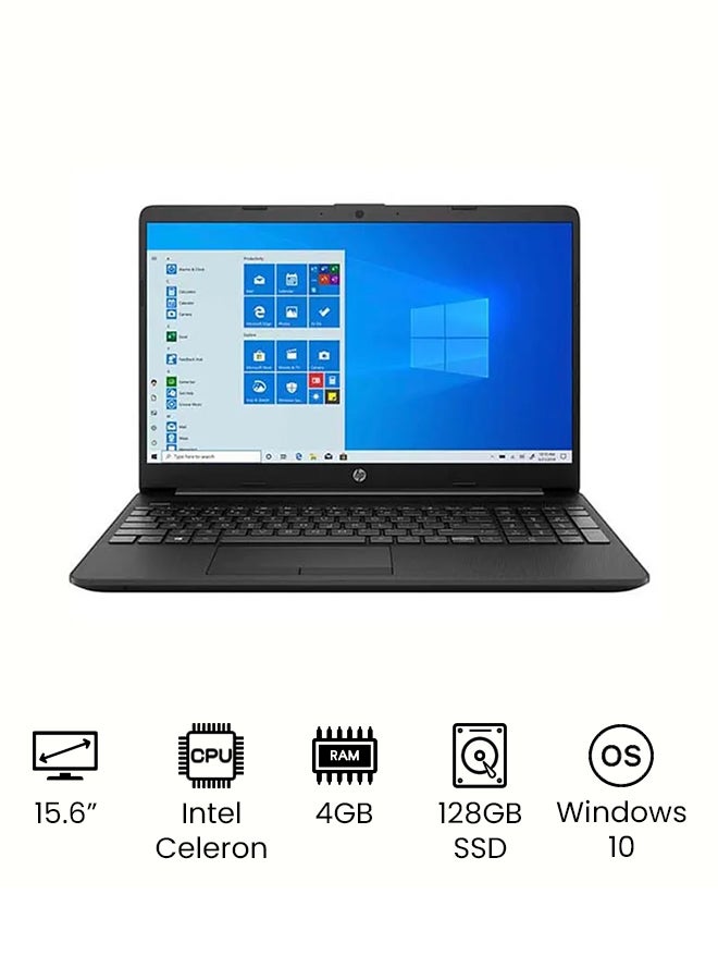 HP لابتوب dw1001wm‏-15 بشاشة 15.6 بوصة بدقةٍ كاملة الوضوح، ومعالج سيليرون N4020، وذاكرة رام 4 جيجابايت، ومحرك أقراص SSD‏ 128 جيجابايت، وبطاقة رسومات إنتل 600 بدقة فائقة الوضوح، ونظام تشغيل ويندوز 10، الإصدار العالمي اللغة الإنجليزية أسود - Image 1