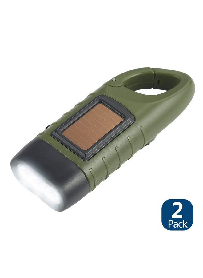 Simpeak Simpeak 2-Pack Hand Crank Solar Powered Flashlight, Emergency Rechargeable LED Flashlight, Survival Flashlight, Quick Snap Carbiner Dynamo Flashlight Torch for Outdoor Sports  - Image 2