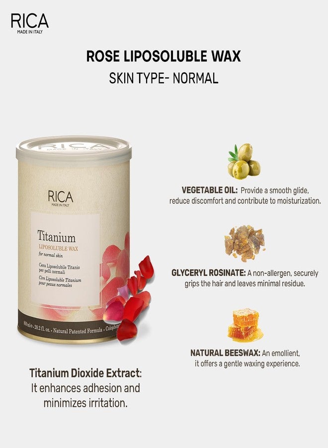 Rica Rose Titanium Wax for Hair Removal | Painless & Gentle Waxing for Men & Women | Smooth Glow & Tan Removal | Normal Skin | 800 ml - Image 2