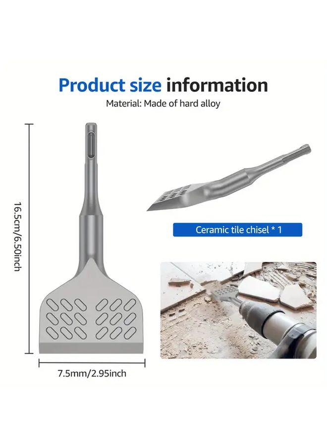 1 Pcs SDS Plus Tile Chisel Carbide Alloy Hammer Drill Tool Ergonomic Handle Polished Finish Anti Wrinkle Design For Tile Removal Wall And Floor Scraper Concrete Home Renovation Re Grouting Alternative Integrated Thumb Nut Sturdy Hand Grip - Image 2