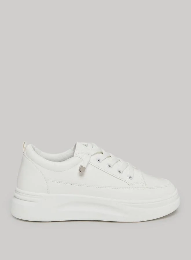 Take Two White Chunky Sole Lace-Up Sneakers