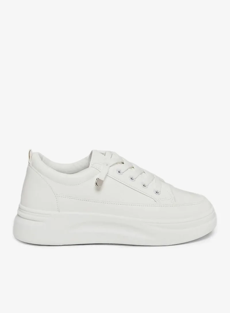 Take Two White Chunky Sole Lace-Up Sneakers