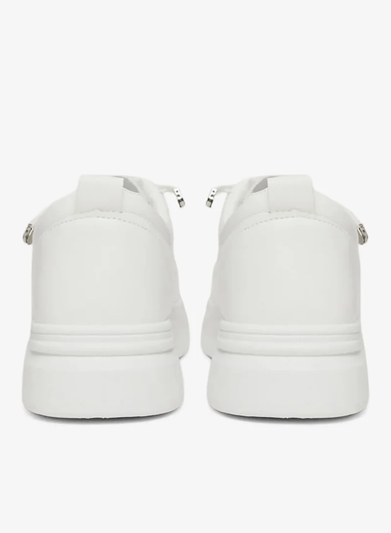 Take Two  White Chunky Sole Lace-Up Sneakers for Women | Best Price UAE