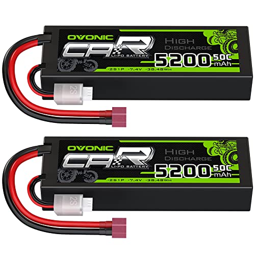 OVONIC بطارية ليثيوم بوليمر OVONIC 2S 50C سعة 5200mAh 7.4V مع موصل Dean-Style T للسيارات والشاحنات والقوارب والمركبات - Image 1