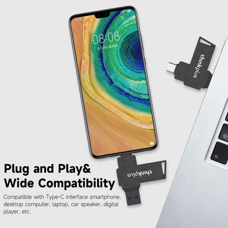32GB USB Flash Drive: Dual-port Design, Type-C Compatible, 360° Rotating Zinc Alloy Shell - Shockproof Wear-resistant, Portable Storage with Keyring Attachment for Multi-device Users - Image 2