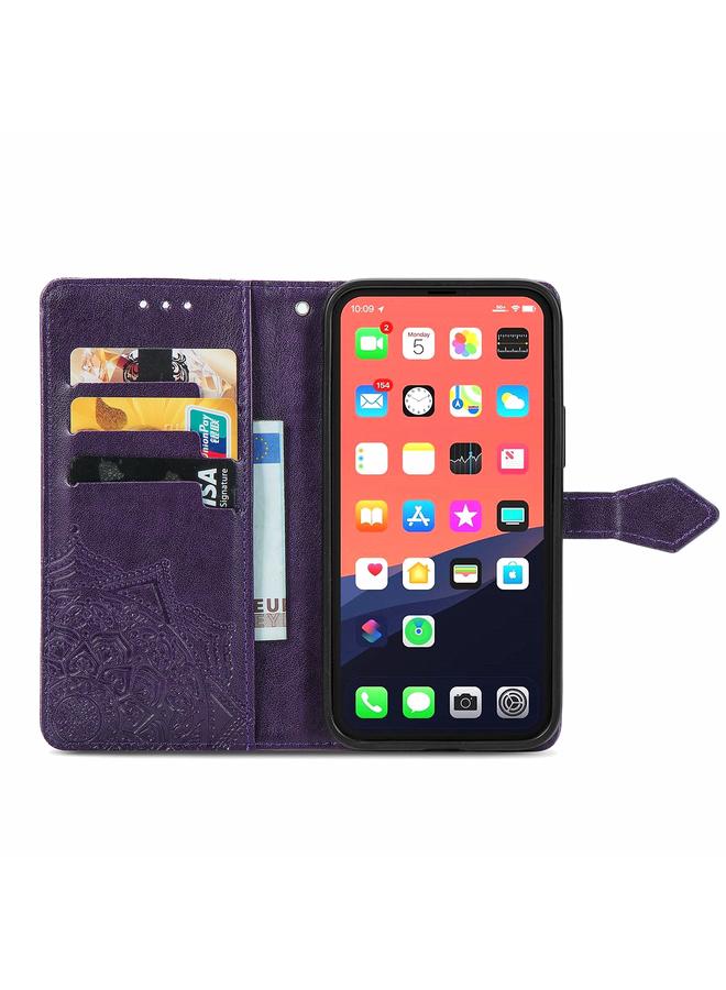 Zaboon Case For iPhone 13 Pro Mandala Flower Embossed Horizontal Flip Leather Case with Holder & Three Card Slots & Wallet & Lanyard - Image 3