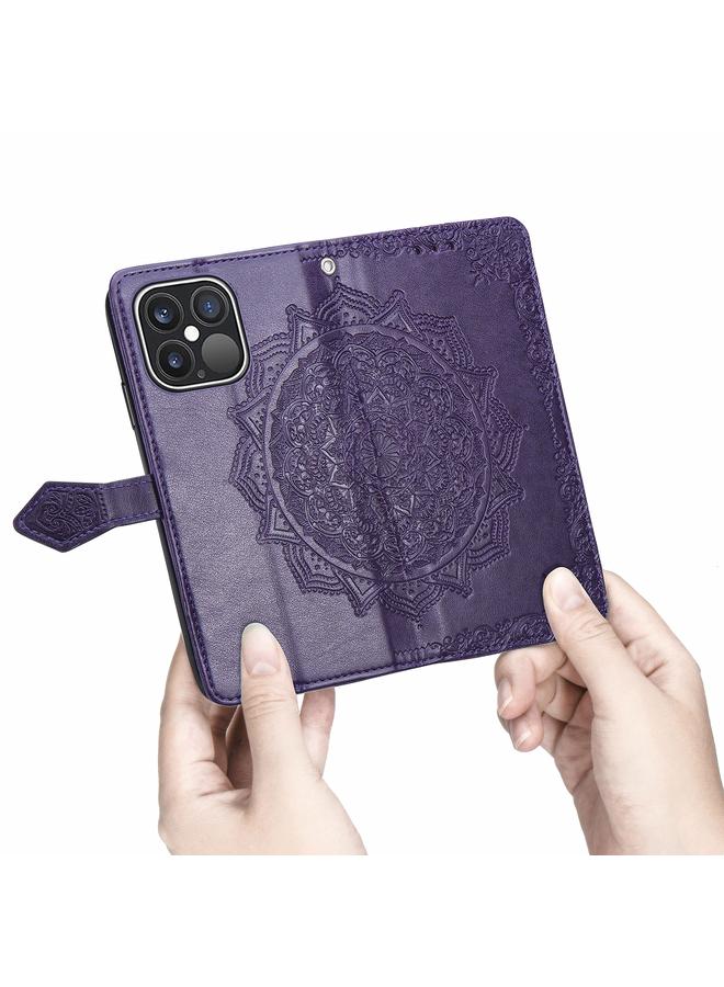 Zaboon Case For iPhone 13 Pro Mandala Flower Embossed Horizontal Flip Leather Case with Holder & Three Card Slots & Wallet & Lanyard - Image 5