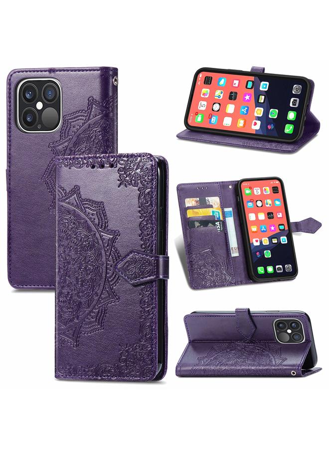 Zaboon Case For iPhone 13 Pro Mandala Flower Embossed Horizontal Flip Leather Case with Holder & Three Card Slots & Wallet & Lanyard - Image 1