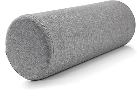 INDIDECOR INDIDECOR 80019 Classic Neck Bolster Pillow Roll Ultra Comfortable with Foam Core, Round Pillow for Lower Back, Knees, & Neck Support Cylinder Pillows, Grey - Image 1