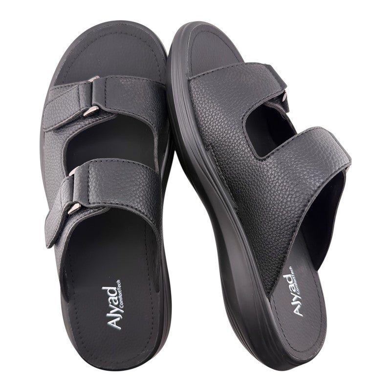 AJYAD Handmade Arabic Sandals For Men | Outdoor Mens Slippers | Everyday Flip Flops Open Toe | Arabic Genuine Leather With Buckle| New Arabic Design | Multicolor Footbed | Comfortable & LightWeight - Image 2