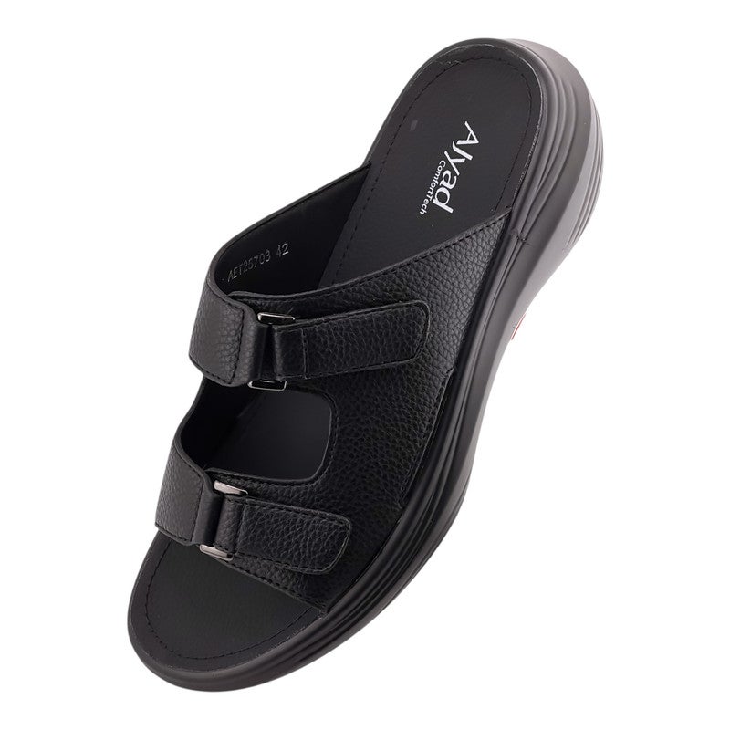 AJYAD Handmade Arabic Sandals For Men | Outdoor Mens Slippers | Everyday Flip Flops Open Toe | Arabic Genuine Leather With Buckle| New Arabic Design | Multicolor Footbed | Comfortable & LightWeight - Image 3