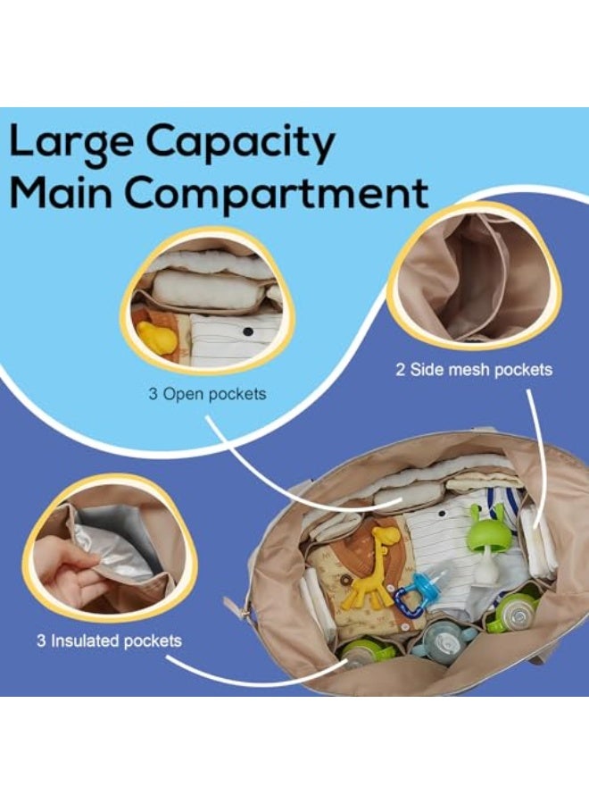 حقيبة حفاضات بتصميم توت، كبيرة السعة، مخصصة للمواليد ولتنظيم وحمل أغراض الأطفال الرضع أثناء السفر، مزودة بحافظة للهياء ومفرش لتغيير الحفاض، كما أنها مفيدة كمنظم متعدد الوظائف للأم والأب من لاكسدامر. - Image 3