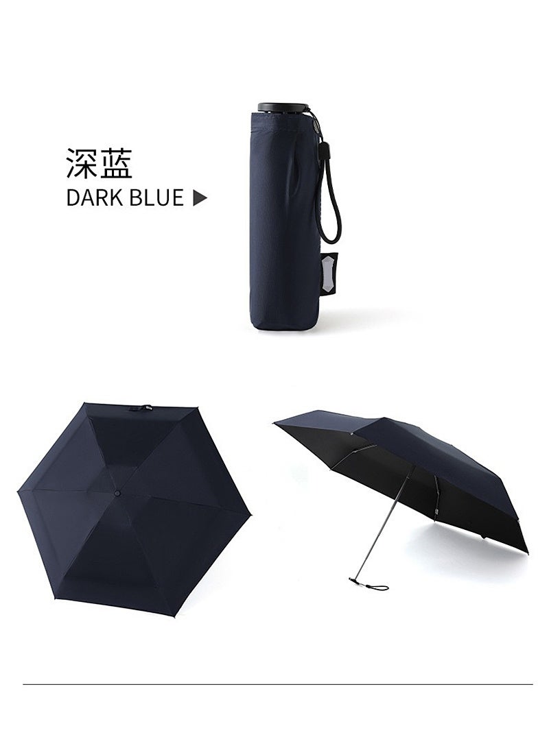 Pocket Mini Umbrella Woman UV Protection Girls Sun Umbrella Parasol 6 Ribs Carbon Fiber Compact Umbrella Foldable NYS-007-2-Navy - Image 2