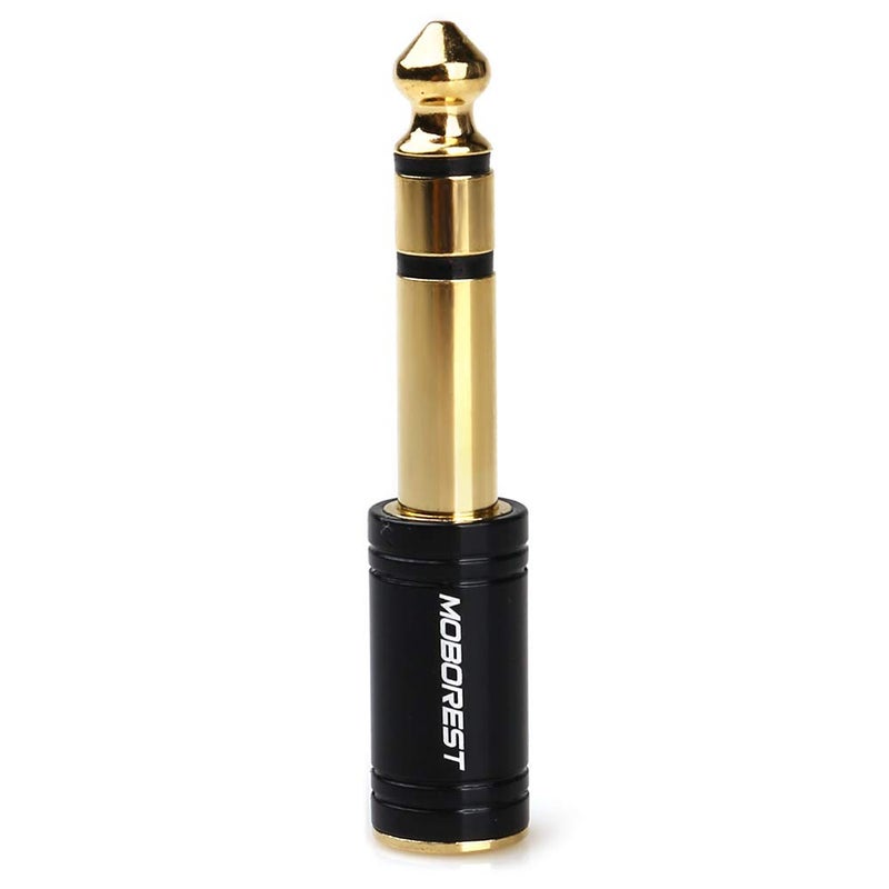 MOBOREST 1/4'' (6.35mm) Male TRS Plug to 1/8'' (3.5mm) Female Socket Stereo Audio Jack Pure Copper Adapter for Headphone, Amp, Adapte - Black 1PCS - Image 2