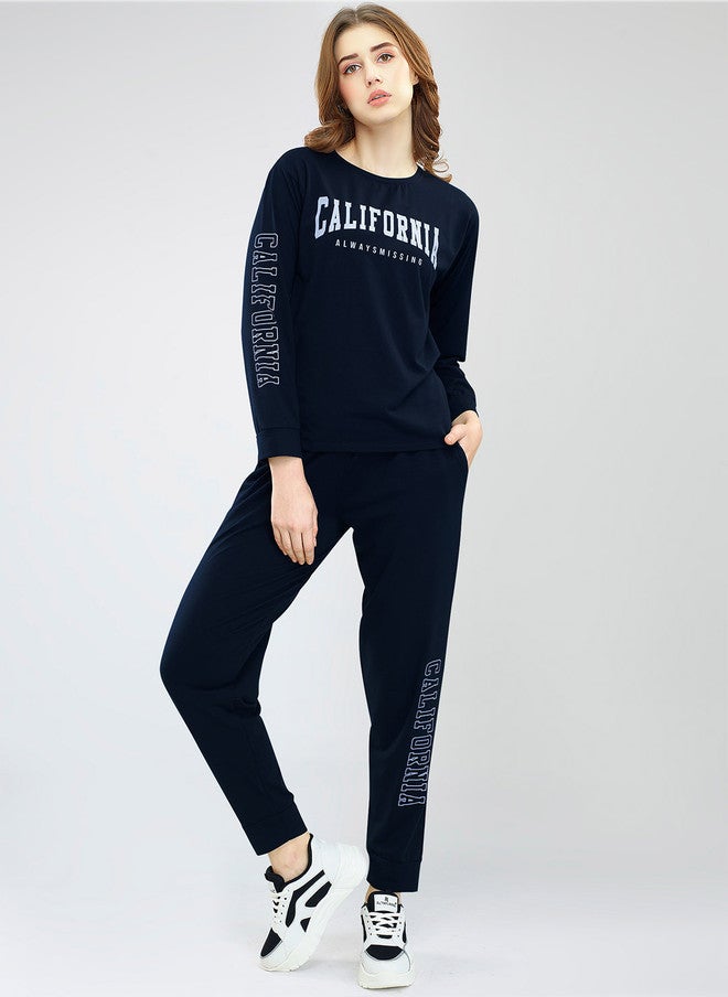 Zeyo Typography Printed Sweatshirt With Jogger - Image 3
