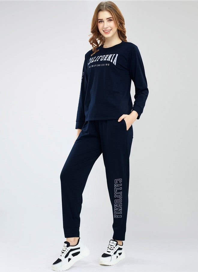 Zeyo Typography Printed Sweatshirt With Jogger - Image 4