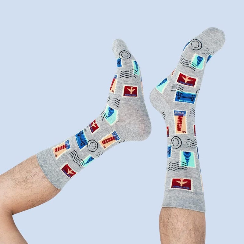 BISOUSOX Mens Dress Socks Funny Fun Colorful Crazy Funky Crew Socks for Men Novelty Happy Cotton Size 9-12 - Image 3