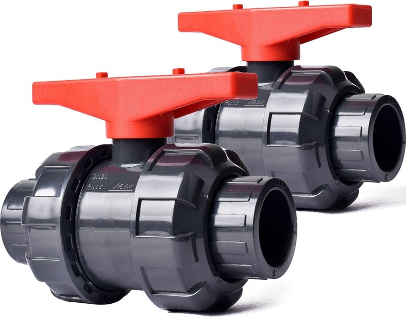 AIPOR Union Ball Valve 2" with Full Port (2-Pack) - UPVC Full Flow Ball Valve - Image 1