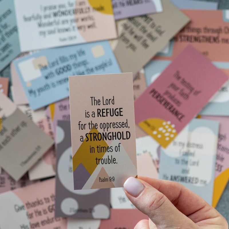 DIVERSEBEE Inspirational Prayer Cards, 60 Unique Bible Verse Cards, Assorted Mini Scripture Encouragement Motivational, Christian Bible Gifts (Geometric) - Image 1