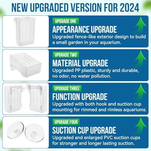 Borlech Upgraded Large Aquarium Plant Holder with Hooks and Suction Cups for Fish Tank Aquaponic Plant Cultivation and Aquascape Decorations (Semitransparent) - Image 5