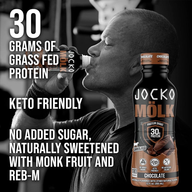 Jocko Fuel Jocko Mlk 30g Grass Fed Protein Shakes  No Added Sugar Protein Drinks KETO Friendly  Ready to Drink 12 FL Oz Pack of 12 Chocolate - Image 2
