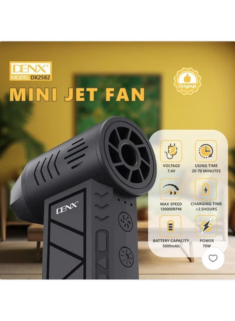 Denx DX2582 Mini Jet Fan 70W, High-Speed Electric Air Blower with 5000mAh Battery - Image 2