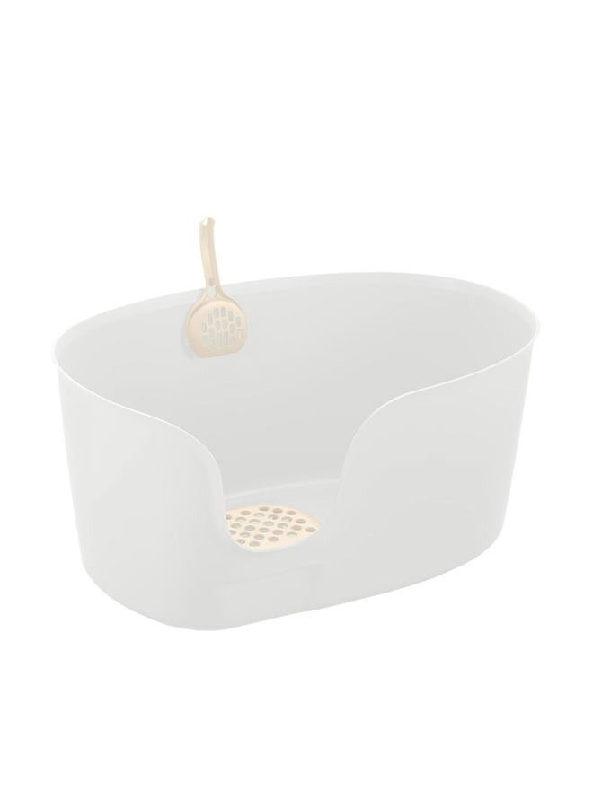 Richell PAW TRAX High Wall Cat Litter Box XL, Large High Sides Cat Litter Pan in White - Image 1