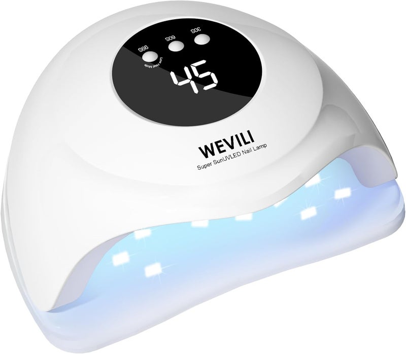 WEVILI 72W UV Nail Lamp Faster UV Light for Gel Polish with 3 Timers Professional Auto Sensor Nail Dryer with LCD Screen for Salon and Home Use 