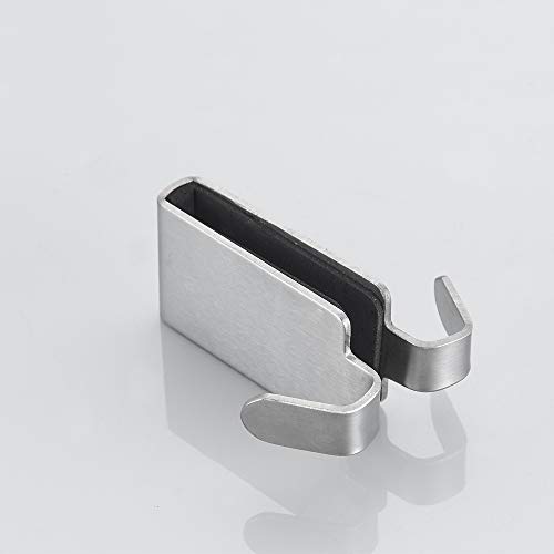 MOKIUER Double Hooks for Glass Shower Door, Towel Hooks Over The Bathroom Glass Wall 0.31-0.39in, Stainless Steel, Brushed,2 Pack. - Image 3