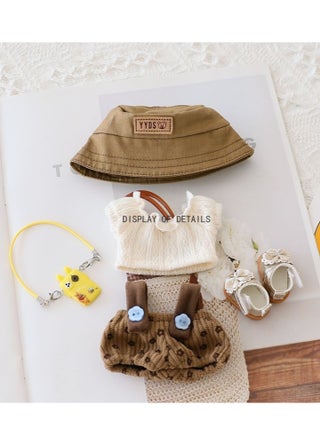 6 in 1 set Brown hat white top