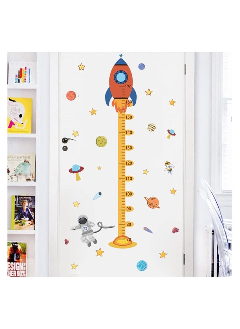 Y&D Cartoon Space Rocket Height Chart Sticker Growth Measurement Removable Wall Decal Children Kids Baby Home Room Nursery DIY Decorative Adhesive Art Mural  - Image 1