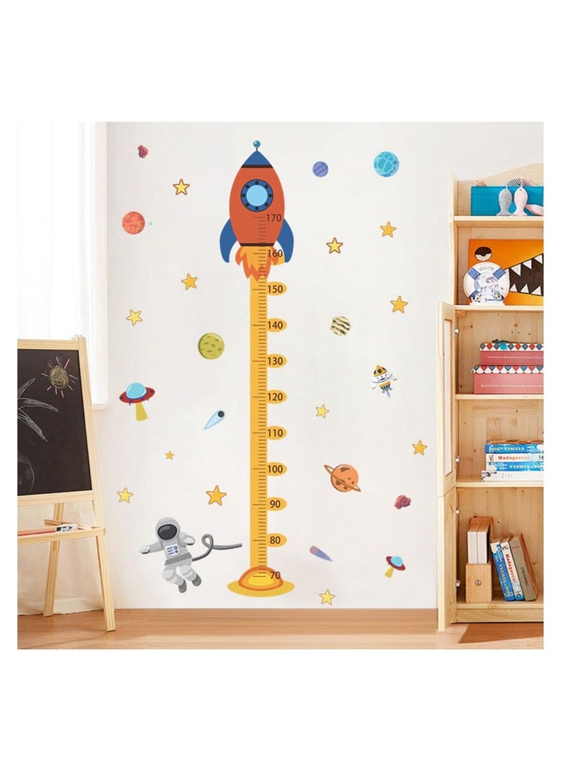 Y&D Cartoon Space Rocket Height Chart Sticker Growth Measurement Removable Wall Decal Children Kids Baby Home Room Nursery DIY Decorative Adhesive Art Mural  - Image 2