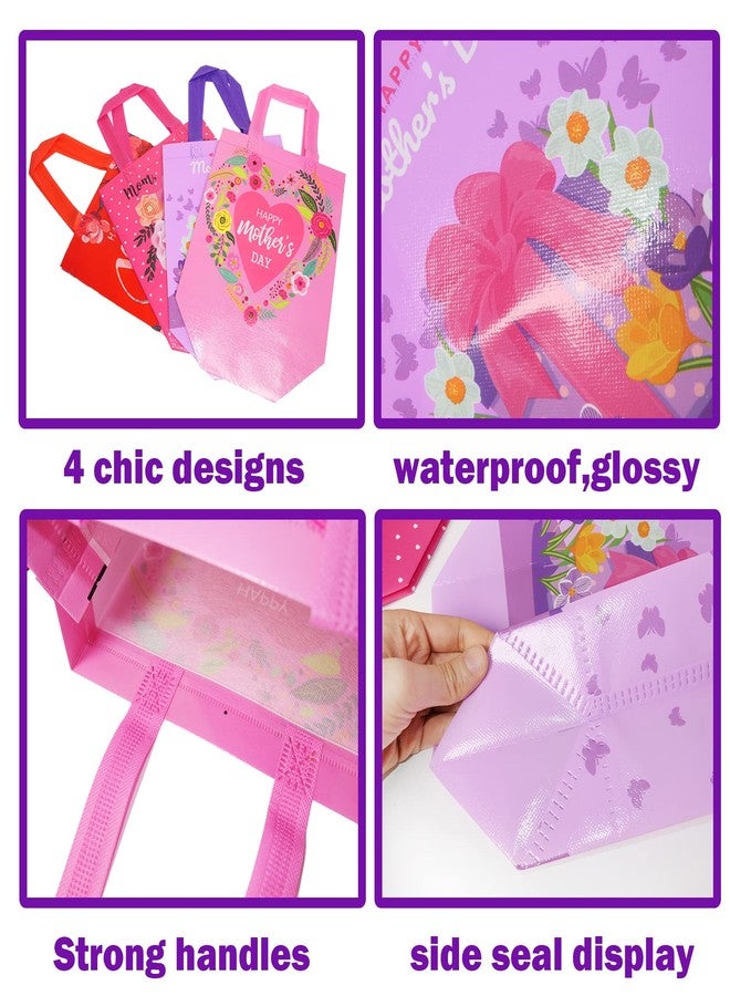 HADDIY Mother's Day Tote Gift Bags with Handles,12 Pcs Bulk Floral Non-Woven Love Mom Candy Bags for Gift Wrapping and Happy Mother Day Party Favor-9x8.7x4.3 inches - Image 3