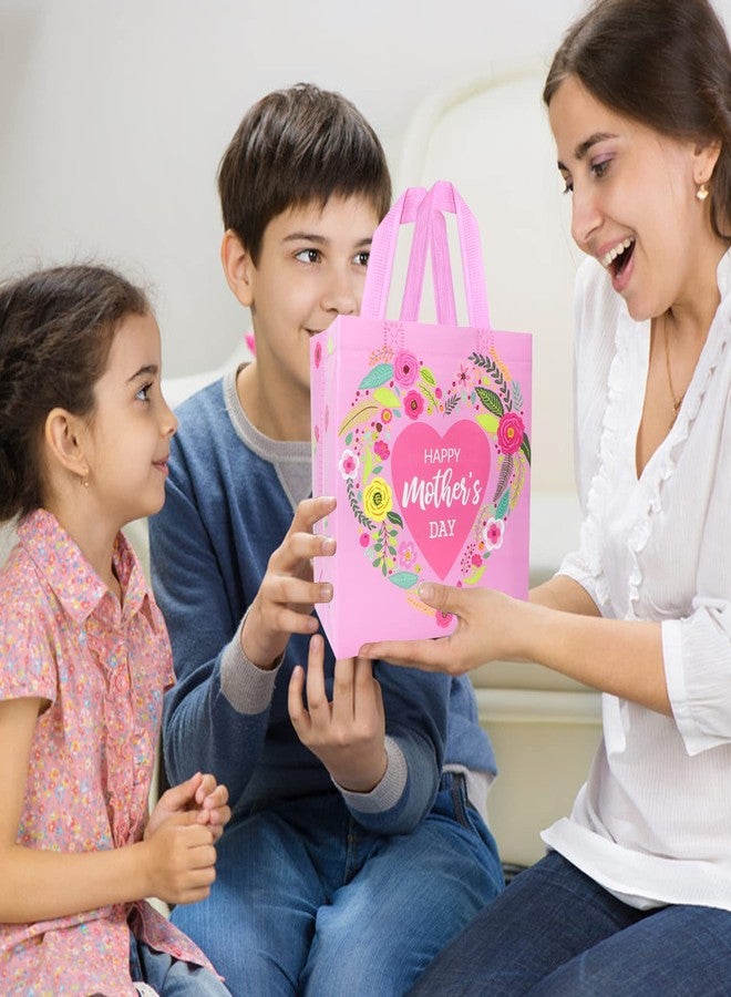 HADDIY Mother's Day Tote Gift Bags with Handles,12 Pcs Bulk Floral Non-Woven Love Mom Candy Bags for Gift Wrapping and Happy Mother Day Party Favor-9x8.7x4.3 inches - Image 5