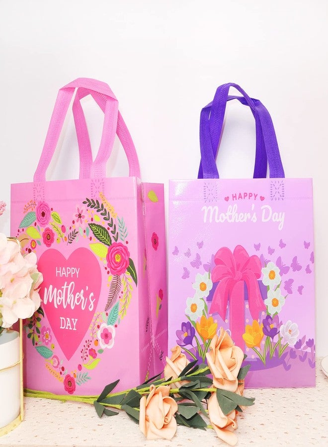 HADDIY Mother's Day Tote Gift Bags with Handles,12 Pcs Bulk Floral Non-Woven Love Mom Candy Bags for Gift Wrapping and Happy Mother Day Party Favor-9x8.7x4.3 inches - Image 4