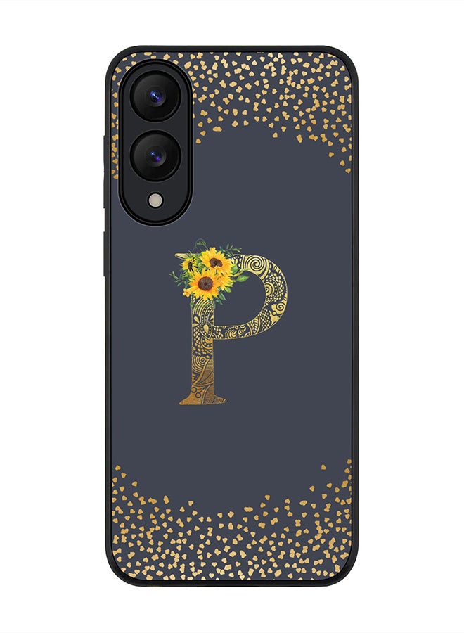 Stylizedd For Samsung Galaxy S25 Edge Case,Slim fit Camera Protection, Shockproof Thin Phone cover  - Custom Floral Monogram - P  (Grey )