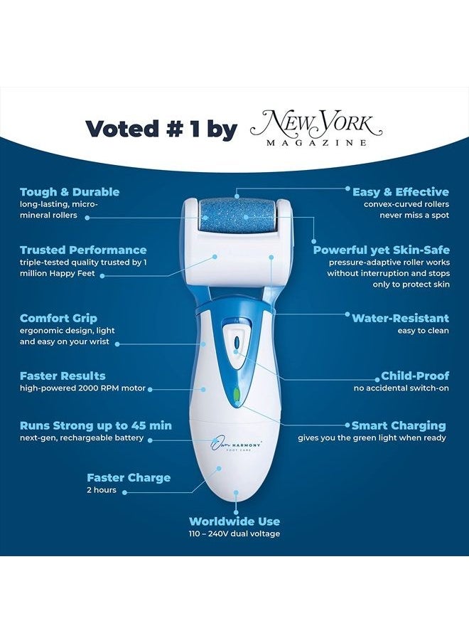 Own Harmony - Electric Callus Remover: Own Harmony Professional Pedicure Tools Foot Care for Women, Rechargeable Foot Scrubber, CR900 Electronic Feet File Pedi Sander Best for Hard Cracked Dry Dead Skin, 3 Rollers - Image 1