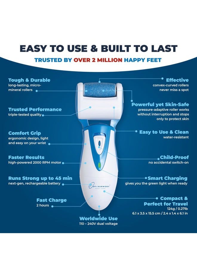 Own Harmony Electric Foot Callus Remover: Rechargeable Foot Scrubber File CR900 by Own Harmony - Best Pedicure Tools w 3 Rollers, Professional Pedi Feet Care Sander for Cracked Heels and Dead Skin (USB Cable) - Image 3