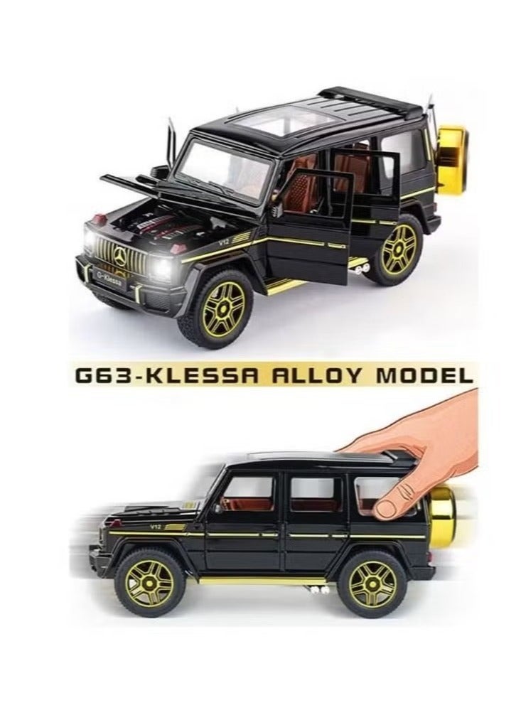 Mercedes Benz G63 AMG 1:32 Scale Model Car, Diecast Model Cars Zinc Alloy Pull Back Toy car with Sound and Light for Kids Boy Girl Gift Black Gold - Image 4