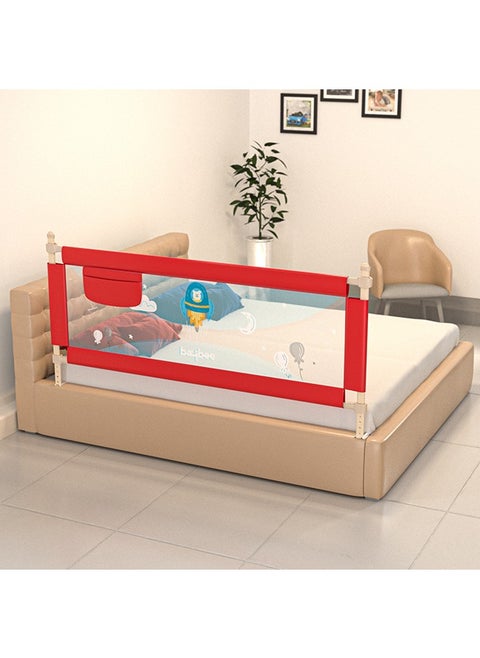 Baybee Bed Rail Guard Barrier for Baby Portable Safety Foldable Adjustable Height Falling Protector Fence Bedrail Single Side for Toddler 180 x 63cm Red