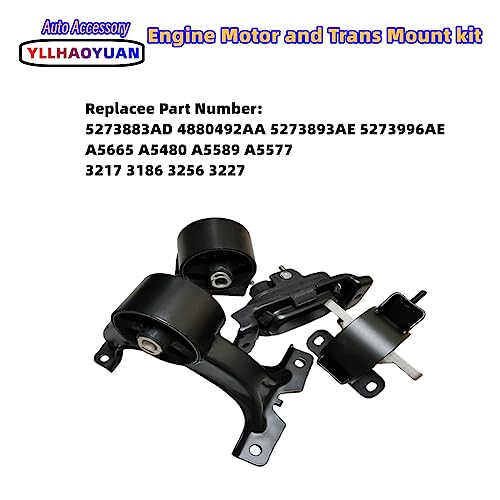 Yllhaoyuan Engine Motor Mount 4pcs for 2011-2017 Do-dge Grand Caravan 3.6L 2012-15 Ram C/V 3.6L 2011-2015 Chrysler Town & Country 3.6L 2011-2014 VW Routan 3.6L Replacement for A5577 A5665 A5480 A5589 - Image 3